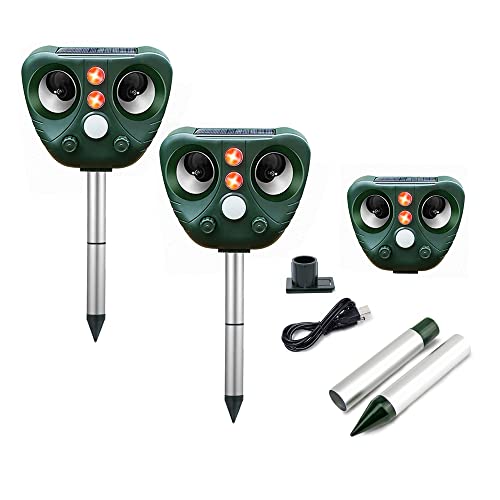 Goomp Répulsif Chat Ultrason Lot de 2,Répulsif Solaire pour Animaux Répulsif Animaux Imperméable Jardin Solaire à Ultrasons pour Chiens,Chats,Ratons Laveurs,Mouffettes