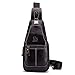 Sac Bandoulière Hommes, Popoti Sac à Poitrine Portable Sac à Dos en Cuir Sac à Crossbody Sac à Main Sport Randonnée en Plein air Sac Messager (Noir)