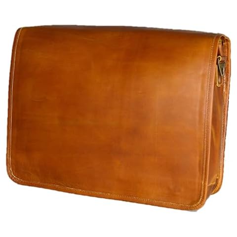Satchel And Fable 16 inch Brown Full Flap Leather Laptop Messenger College Vintage Crossbody Office Shoulder Men’s Bag Cover