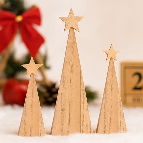 Weihnachtsdeko Weihnachtsbaum Holz, 3 Stück Holz Tannenbaum Deko,...