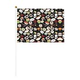 Mejora tu experiencia de evento con estas vibrantes pancartas de mano impresas en negro japonés de sushi. Hechas de poliéster, cada bandera es ligera y ofrece una caída suave.
