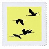 3dRose Taiche - Vector Art - Ibis - Silhouette of Ibises In Flight - Quilt Squares (qs_355399_2)