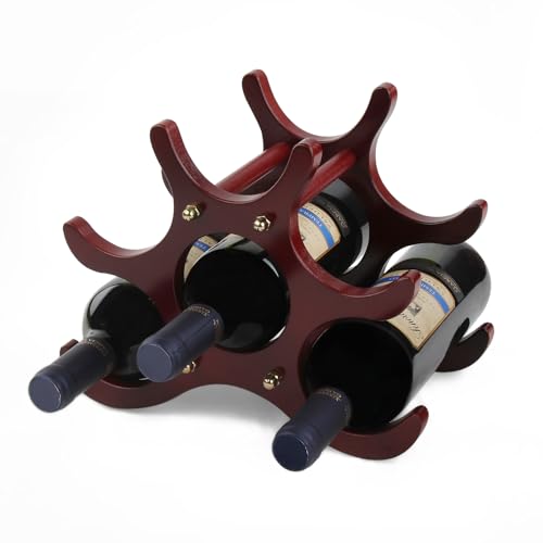 Soporte para botellas de vino de madera color rojo miniatura 1