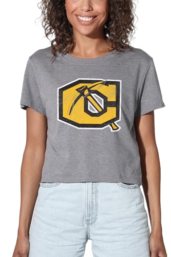 Cameron University Official Distressed Primary Women's Crop Top T-Shirt, Athletic Heather, Large