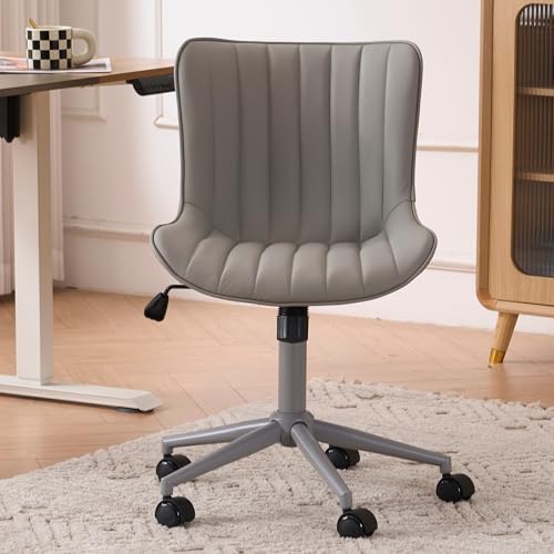 YOUNIKE Armless Swivel Leather Chair