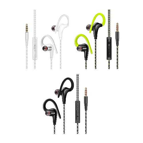Tityvirnix 5 zestawów sportowych 3,5 mm zaczep na ucho wodoodporne słuchawki stereo do biegania smartfon redukcja szumów przenośne słuchawki do gier z mikrofonem zielone