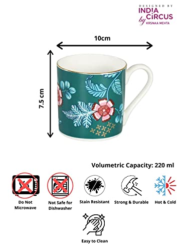 Image of India Circus Premium Fine Ceramic - 22k Liquid Gold Coffee Mug Set of 6 -White, (IC CM6 Melon LE02), Tea Cup Set of 6, Mugs for Coffee, Cups Set of 6, Ideal for Gifting, Perfect for Home and Office