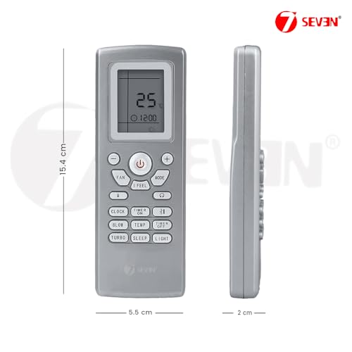 Image of 7SEVEN Compatible with Videocon AC Remote Control YT1F Model 176 Suitable for Split & Window 1 1.5 2 Ton Air Conditioner - Match Each Keys Exactly to Replicate Genuine Remote Function