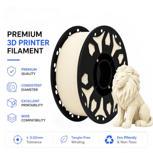 Image of FILAMONT PLA+ 3D Printer Filament 1.75mm, High Strength & Low Warp Printing Material, Dimensional Accuracy ±0.02mm, Vacuum Sealed with Desiccant, 1kg Spool (Ivory)