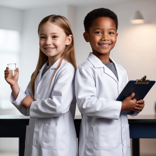 Jaleco Infantil Branco Escolar Microfibra Cosplay Fantasia Médico Cientista Laboratório Menino e Men