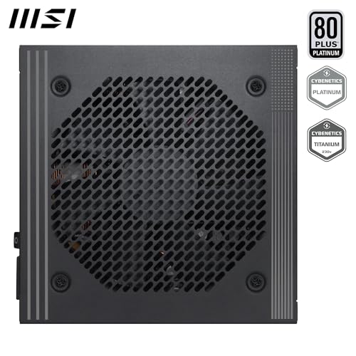 MSI Pro A850PL PCIE5 Alimentation, 850W, 80 Plus Platinum, ATX 3.1, Support GPU PCIe 5.1, Connecteur natif 12V-2x6 Bicolore, ATX, câbles à Gaine gaufrée
