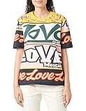 Love Moschino Damen Regular Fit Short Sleeves Printed Mega Logoes Mix T Shirt, Multicolor, 42 EU