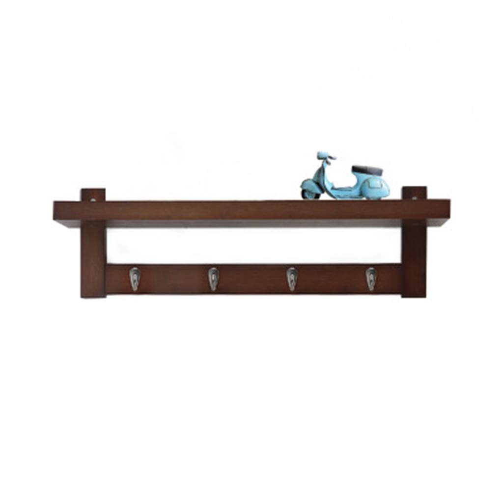 Porte-manteau mural en bois avec étagère de rangement marron 61cm