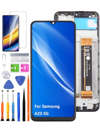 HLYGZX Pantalla LCD de repuesto para Samsung Galaxy A23 5G, A236U A236B A236E, pantalla LCD táctil, digitalizador, kit de piezas de reparación (negro con marco)