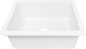 Sinkology Eden 23 Inch Undermount Fireclay Kitchen Sink White Single Bowl Deep Basin, Fits 26 Inch Cabinet