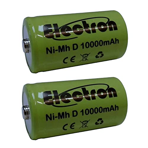2x Batteria ricaricabile Ni-Mh Torcia D 1,2V 10000mAh 10Ah 61x33mm 33x61mm NiMh