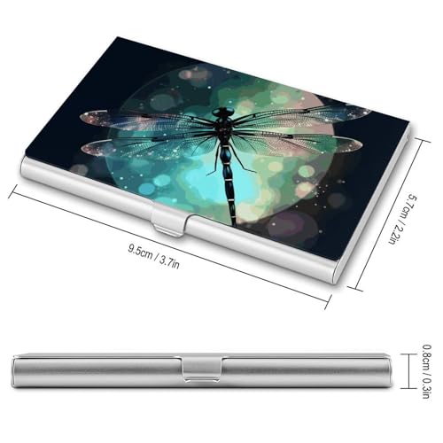Slim Business Card Case for Men & Women, Pocket Metal Case, Galaxy Animal Dragonfly Professional Aluminum Alloy Business Card Holders, Stylish Purse Name Cards Holder, Buckle Style Shut2