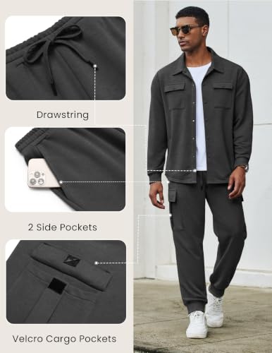 COOFANDY Men's Lightweight Sweatsuits Loungewear Sets, Dark Grey, XX-Large - image 6