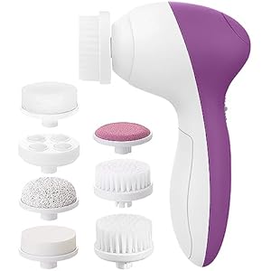 Face Scrubber | Facial Cleansing Brush Exfoliator Skin Care Beauty Products Powered Electric Wash Exfoliating Skincare Women Spin Cleanser Tools Cleaning Scrub Washer Self Care (Amethyst)
