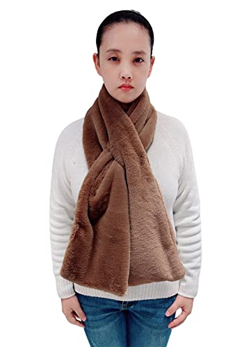 Lina & Lily Women's Winter Pull-Through Faux Fur Scarf with Hidden Zipper Pocket2