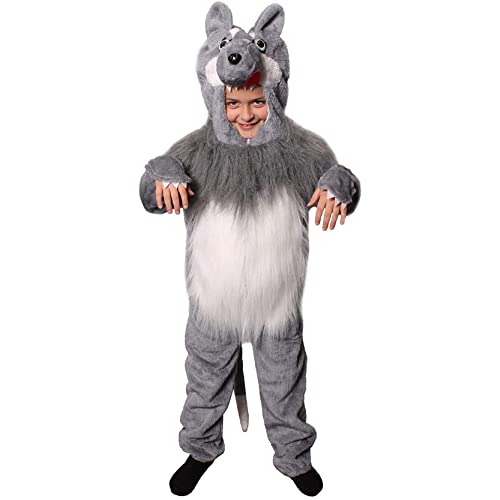 ILOVEFANCYDRESS Disfraz DE Lobo con Capucha Pieza Unica para NIÑOS Conjunto TEMATICO Carnaval O Fiestas TEMATICAS(L)