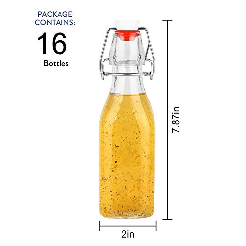 Encheng 8Oz Glass Bottles With With Air Tight Lids,Beer Bottles For Home Brewing 250Ml,Kombucha Bottles For Beverages,Kefir,Food Storage,Leak Proof,Dishware Safe 16 Pack … #TOP1