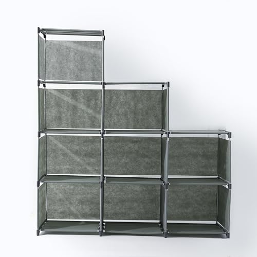 Image of Kuber Industries (Pack of 5) 9 Layer Book Rack | Book Cabinet Shelves for Bedroom Office Living Room | Storage Shelve for Books Storage Organizer | Adjustable Shelf Rack | SJ432G| Grey
