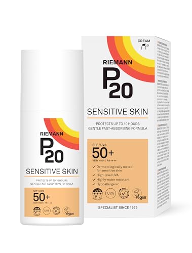 RIEMANN P20 SPF50 Sensitive Sun Cream 200ml High Level UVA Protection for up to 10 Hours Allergy Certification Water Resistant Durable & Long Lasting Sweat Resistant