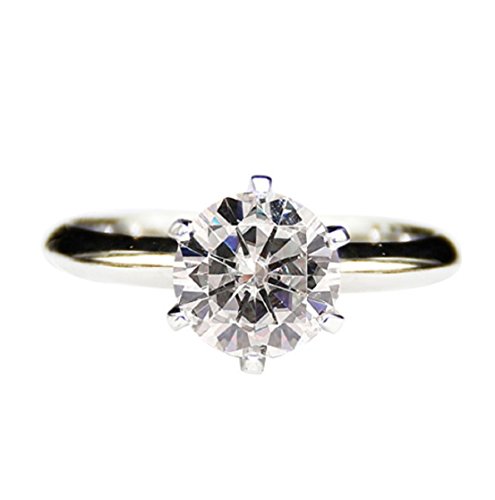 Bague moissanite 2 ct taille ronde structure 6 branches en or blanc rigide
