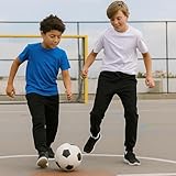 Joggers for Boys & Girls – Jogging Bottoms with Drawstring & Cuffed Ankle, PE & School Trousers for Kids – Comfortable & Breathable Unisex Sweatpants, Tracksuit Bottoms – Black, 2 Pack(13-14 Yrs) - Image 5