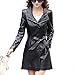 Produktbild AAADRESSES Damen Trenchcoat Schwarz Lang Leder Große Größen Herbst Kurzmantel Schlank Und Schlank Wilde Windjacke,Schwarz,XXXXL