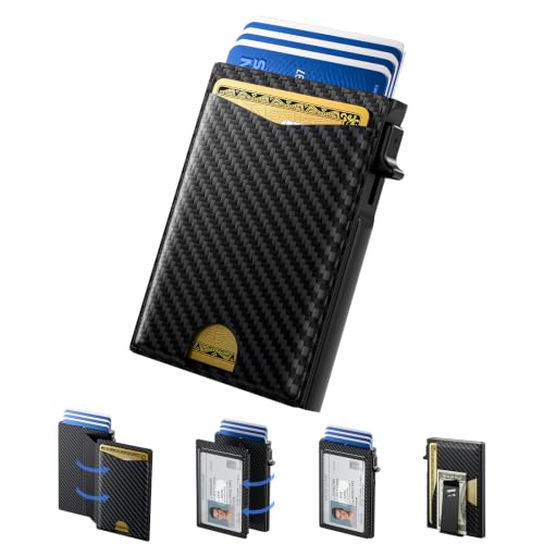 typecase Slim Wallet for Men, Minimalist RFID Blocking Wallet with Money Clip & ID Window, Genuine Leather Pop Up Card H