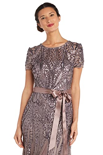 R&M Richards Women's Plus Size Long Beaded Gown, Mocha, 14W #TOP2
