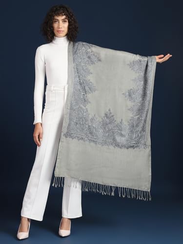 Zamour Indian Embroidery Stole Scarf Wrap, Indo Western Patterns, Perfect for Wedding Parties Full Size 30x80 inches4