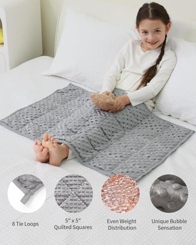 Image of Mr. Sandman Weighted Lap Blanket 2LBS 20 x 30 Inches, Minky Dots Heavy Blanket with Glass Beads, Soft and Cooling for School and Home, Grey