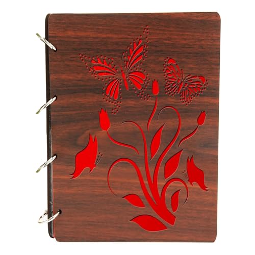 Sehaz Artworks Butterflies Wooden Scrap Book Photo Album (30 cm x 21 cm x 3 cm, Brown)