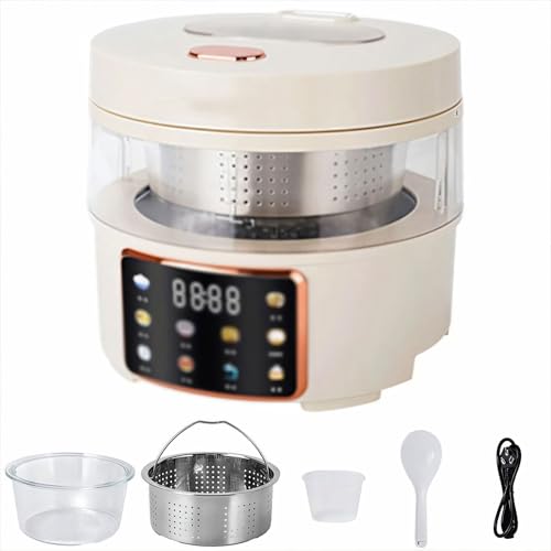 Smart Rice Cooker with 2.5L Capacity and Transparent Glass Inner Pot, 6 Preset Menus with Color Display, 24-Hour Timer and Steam Function for Healthy Cooking