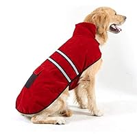 Idepet Waterdichte hondenjas, warm winterjasje, winddichte kledij voor kleine, middelgrote en grote honden, met gat voor harnas, XL-6XL (4XL, rood