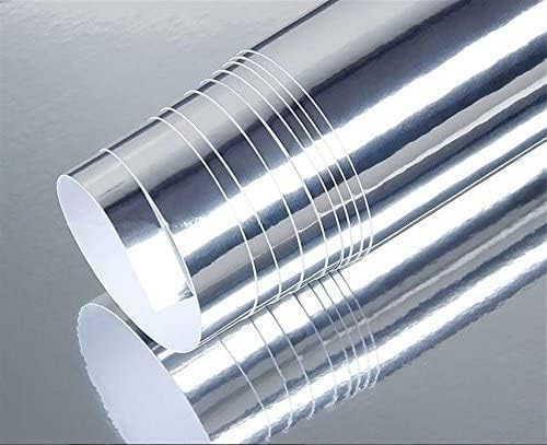 WISDOM 24" x 80" Chrome Silver Self-Adhesive Wrap Car Sticker Decal Film Sheet
