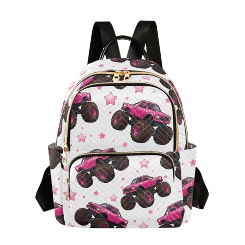 Sac à dos Monster Truck rose S pour femme et fille, idéal pour l'école et le voyage