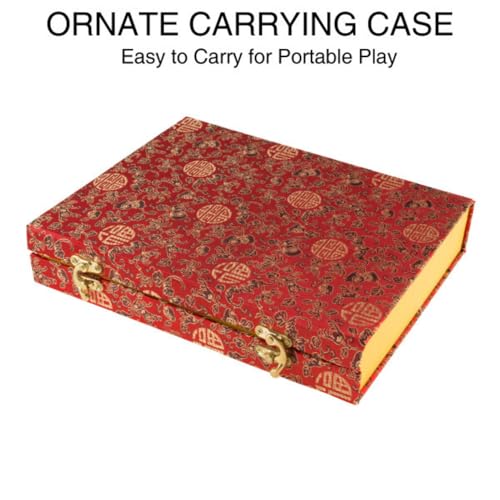 HEY! PLAY! Chinese Mahjong Set with Ornate Storage Case - Traditional Mahjong Tile Game with 146 Engraved Tiles and Two Dice for Adults and Kids - Thumbnail 6