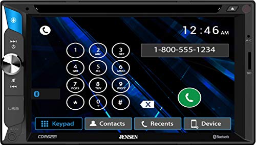 Jensen CDR6221 6.2 inch LED CD/DVD Touch Screen Double Din Car Stereo | Push to Talk Assistant | Backup Camera Input | Bluetooth | USB Fast Charging | microSD - Thumbnail 3