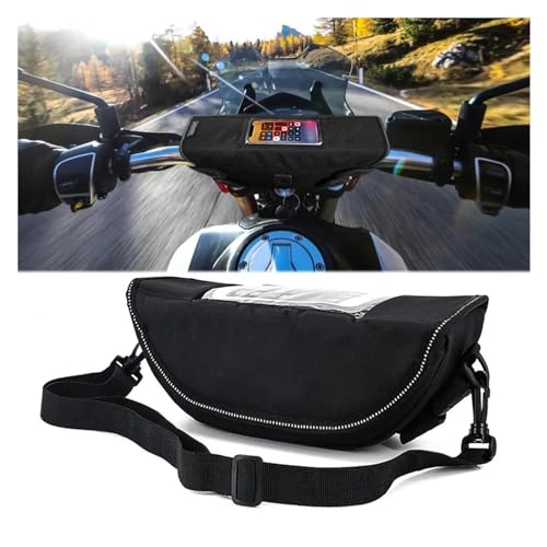 ZTQLIJQF Grip-Lenkertasche Für Honda DAX 125 ST125 Lenkertasche, wasserdichte Motorrad-Lenkrad-Navigationstasche (alle Modelle)(Black NO Logo)
