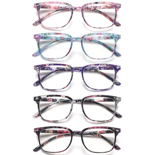 Image of 5 Pack Reading Glasses Blue Light Blocking for Women Men,Computer Readers with Spring Hinge