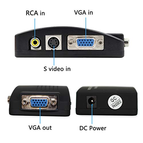 Wiistar Av S-Video Composite To Vga Video Converter Box For Dvd Dvr Vcr Monitor #TOP2