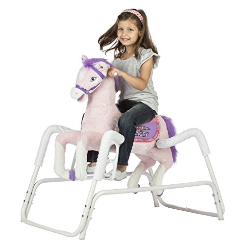 Rockin' Rider Lacey Talking Plush Spring Horse,White, Large - Thumbnail 2