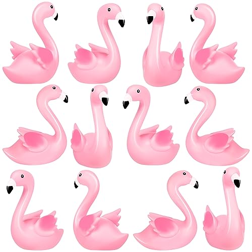 Pink Flamingo Rubber Duckies, 12PCS Bulk Flamingo Bath Toys for Kids Small Flamingo Rubber Duck Cake Decorations, Classroom Prizes