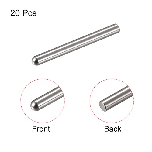 sourcing map 20Stk. 2,5x25mm Passstifte 304 Edelstahl Rundkopf Flachbefestigungselemente