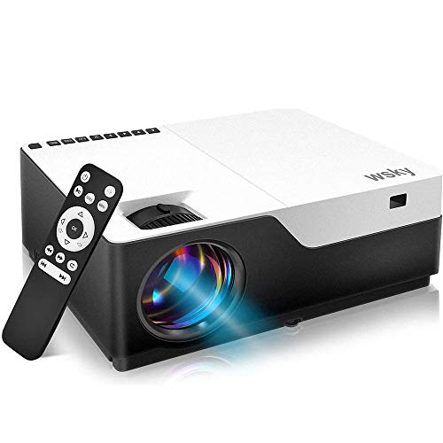 Wsky Projector, Best Portable Projector for Outdoor Movies, 6000 Lux, Full HD Outdoor Movie Projectors, Best for iPhone, Android, Laptops, PCs, Windows, DVD Player (White)