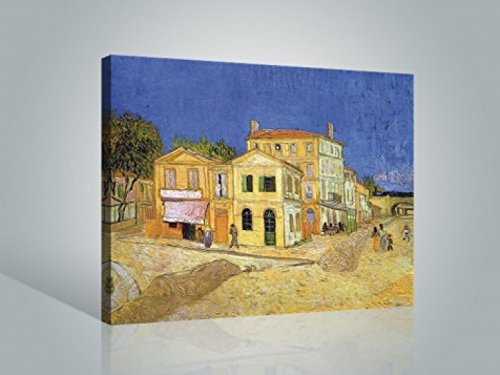 1art1 Vincent Van Gogh Poster Stampa Artistica su Tela La Casa Gialla, 1888 Quadro da Parete sulla Barella | Murale XXL | Immagine 80x60 cm